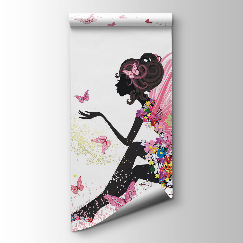 Woman sitting on a flowery dress