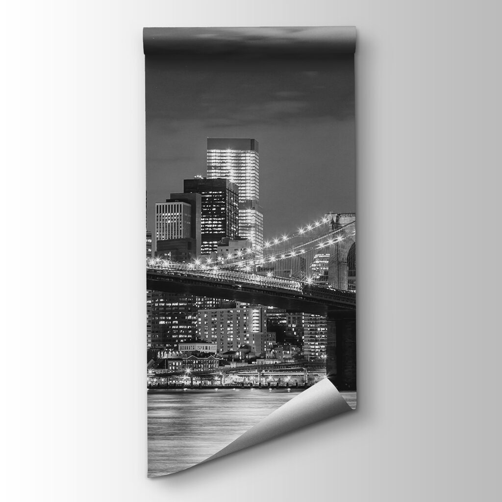 Bridge over water with city skyline at night Bridge over water with city skyline at night