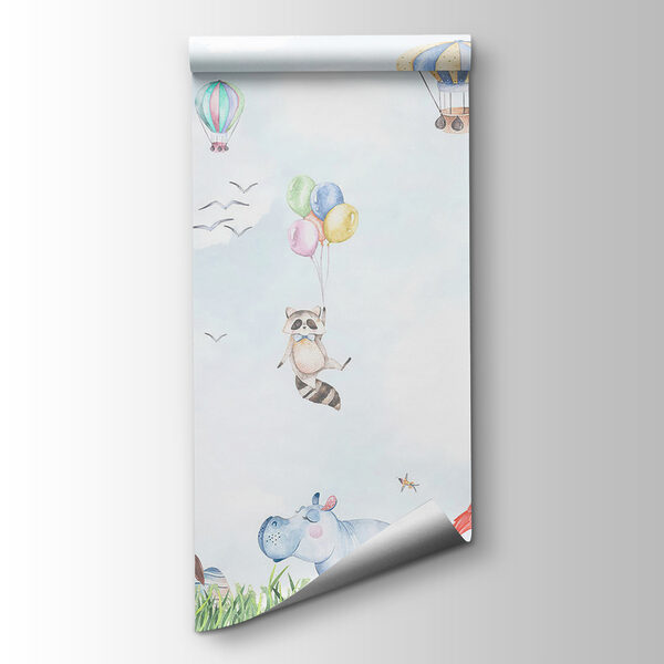 Watercolor of animals and balloons Watercolor of animals and balloons