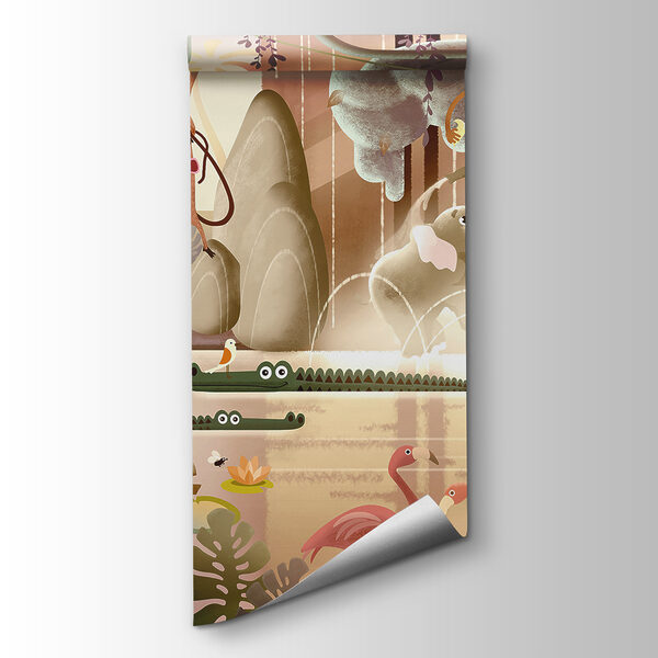 Group of animals in a pond Group of animals in a pond