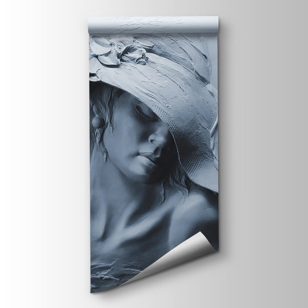 A sculpture of a woman in a hat