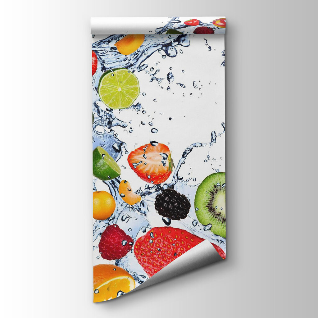 Fruit splashing into water