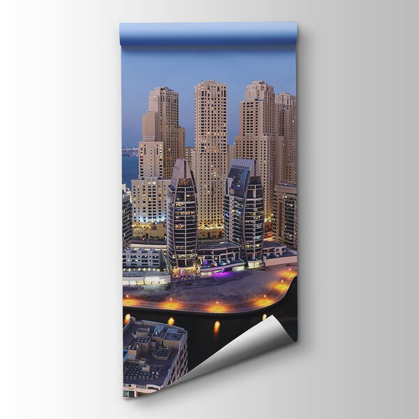 City with lights on the water City with lights on the water