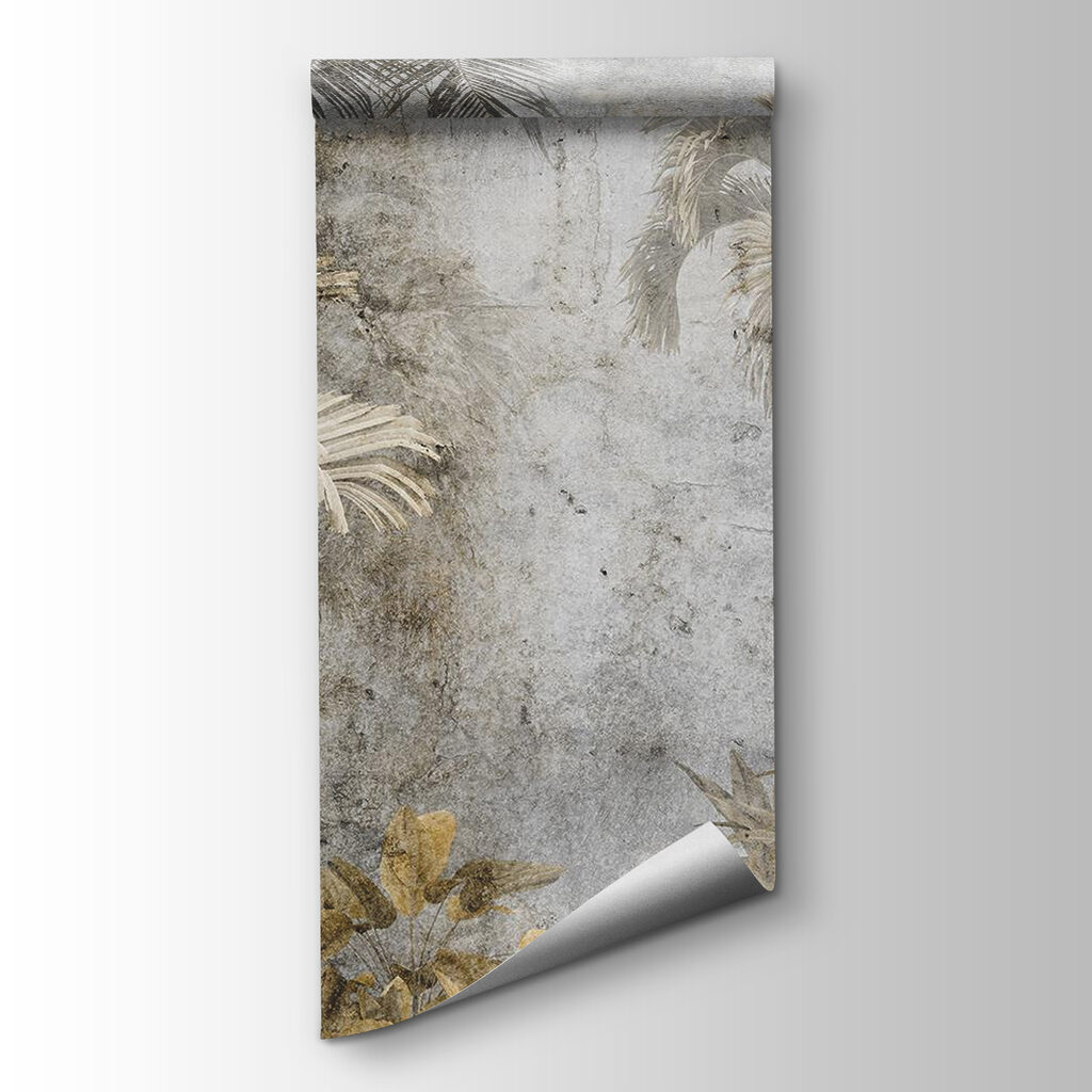 Palm trees on a concrete wall