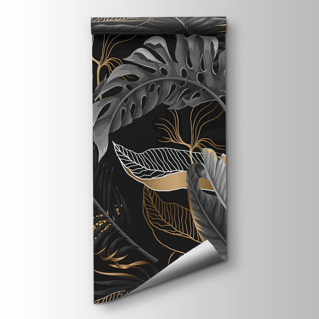 Lush tropical foliage with shimmering accents Lush tropical foliage with shimmering accents
