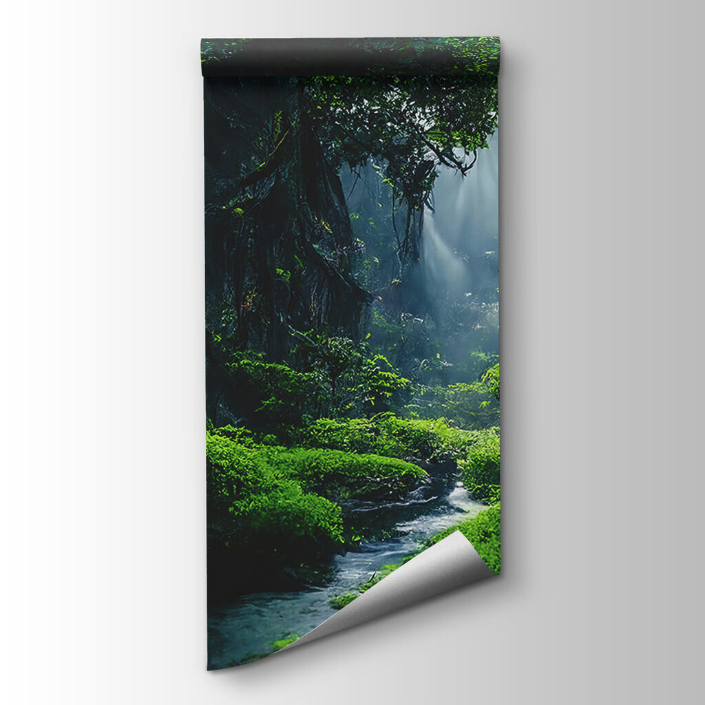 Stream in a forest with trees and plants Stream in a forest with trees and plants