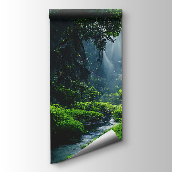 Stream in a forest with trees and plants Stream in a forest with trees and plants