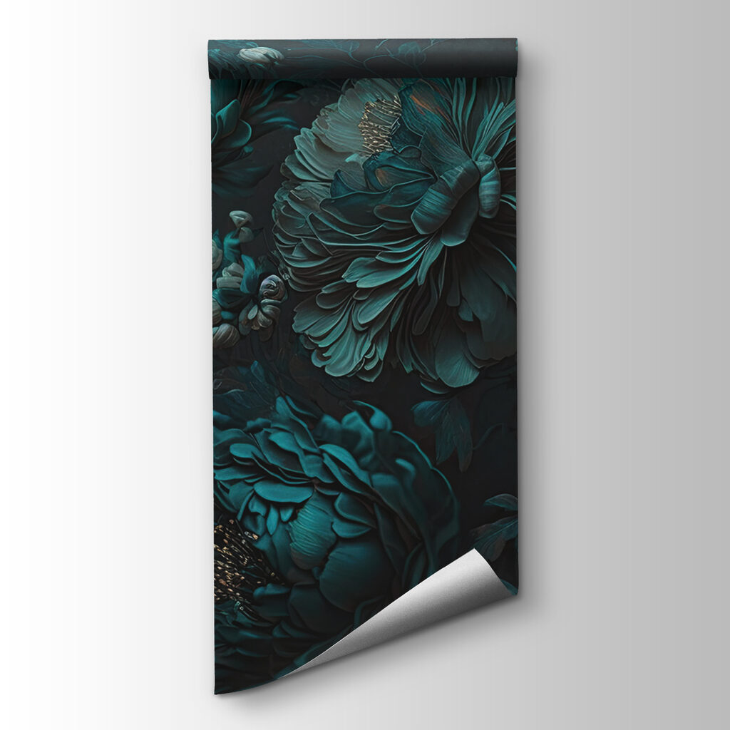Elegant teal floral arrangement on canvas