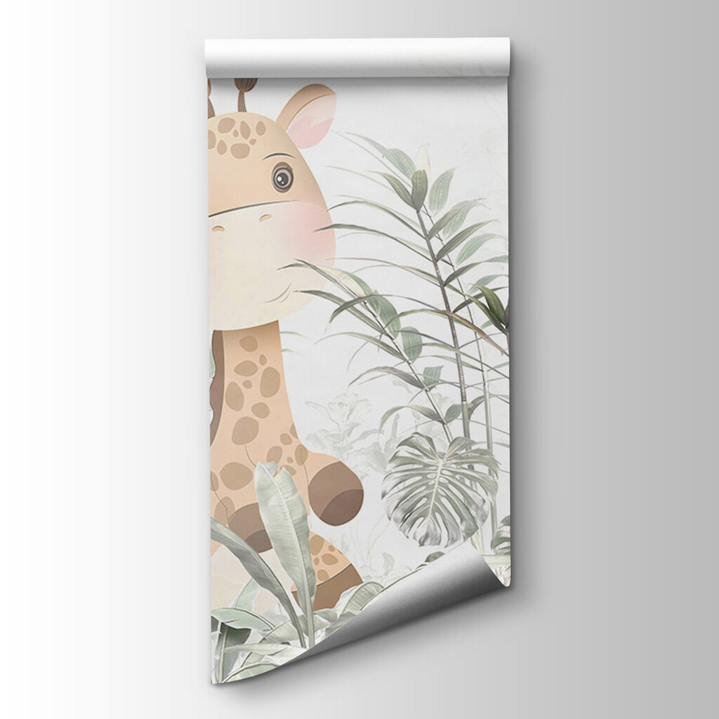 Giraffe and panda in a forest Giraffe and panda in a forest