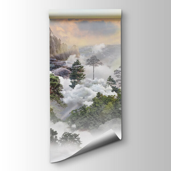 Mountain with trees and clouds Mountain with trees and clouds