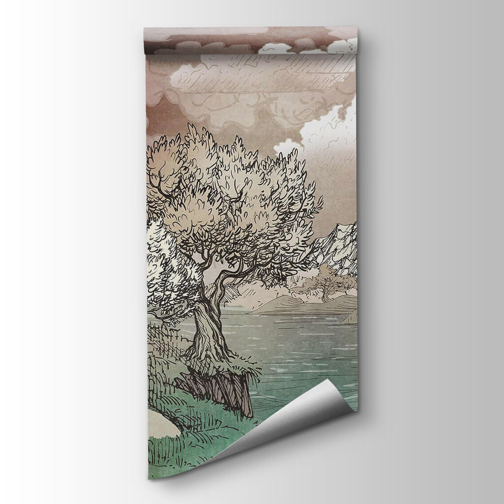 Landscape with trees and a lake Landscape with trees and a lake