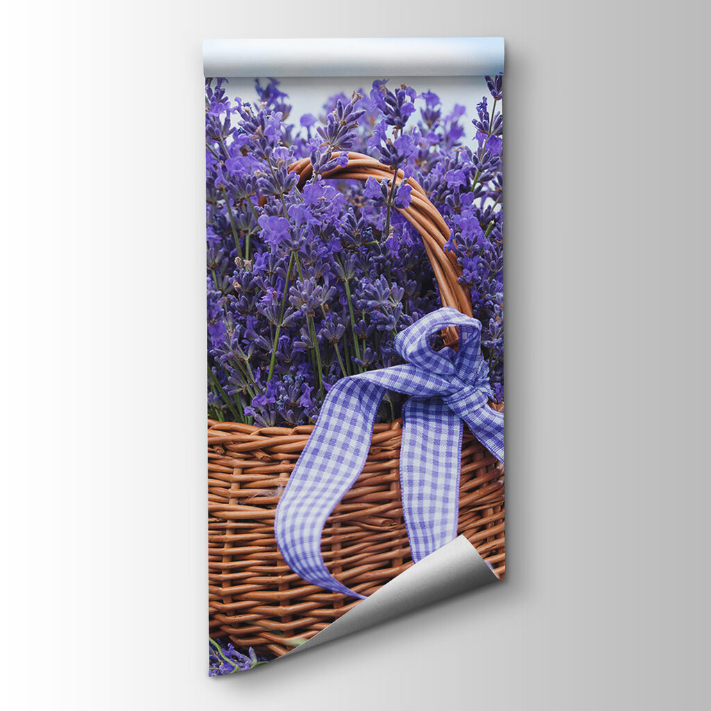 Basket of purple flowers Basket of purple flowers