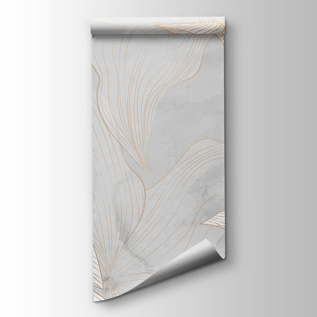 A white and orange leaves on a gray background