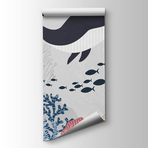 Whale and fish swimming in the ocean Whale and fish swimming in the ocean