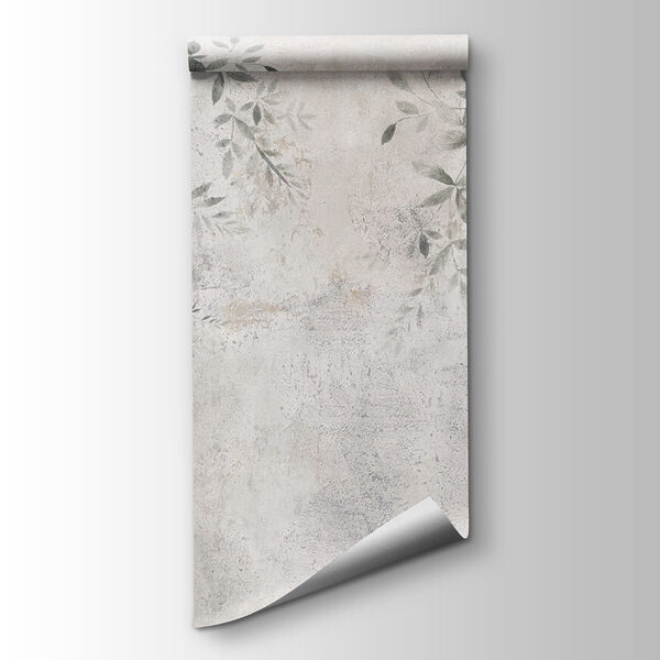 White wall with leaves and flowers