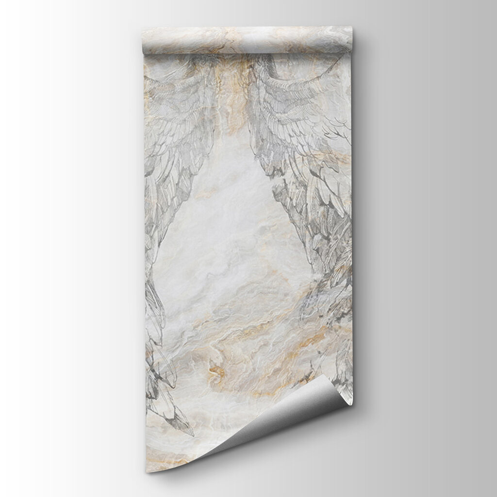 A drawing of wings on a marble surface A drawing of wings on a marble surface