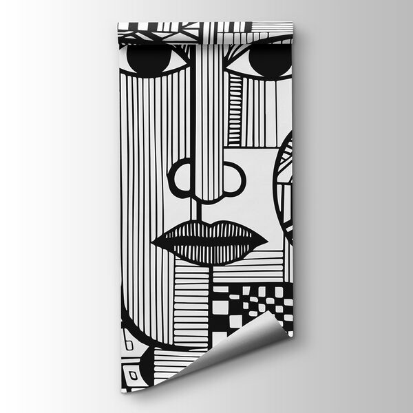 A black and white drawing of a face A black and white drawing of a face