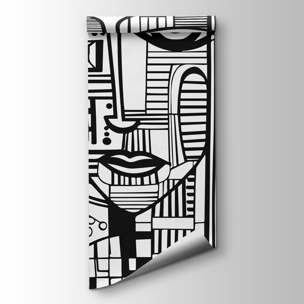 A black and white drawing of a woman's face A black and white drawing of a woman's face