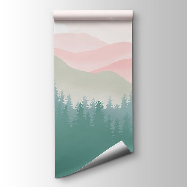 A landscape with trees and mountains