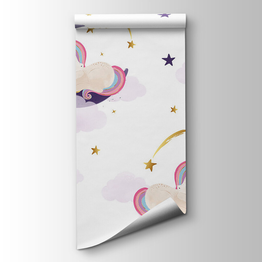 A unicorns sleeping on the moon