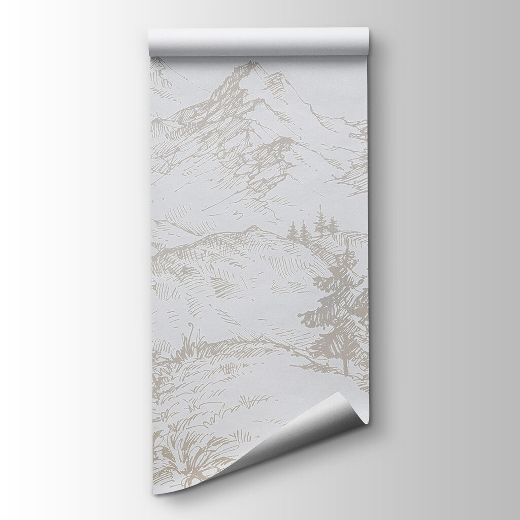 A drawing of a road and trees