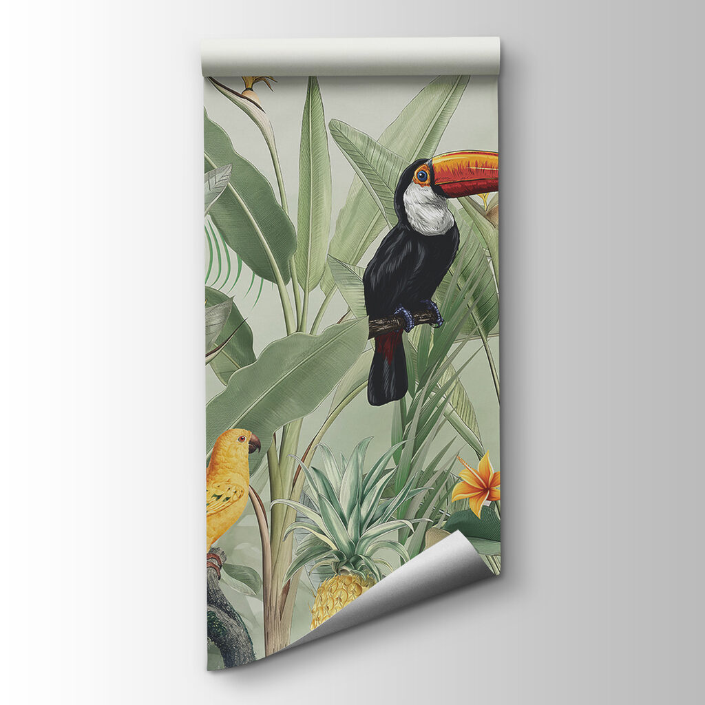 A wallpaper with birds and butterflies A wallpaper with birds and butterflies