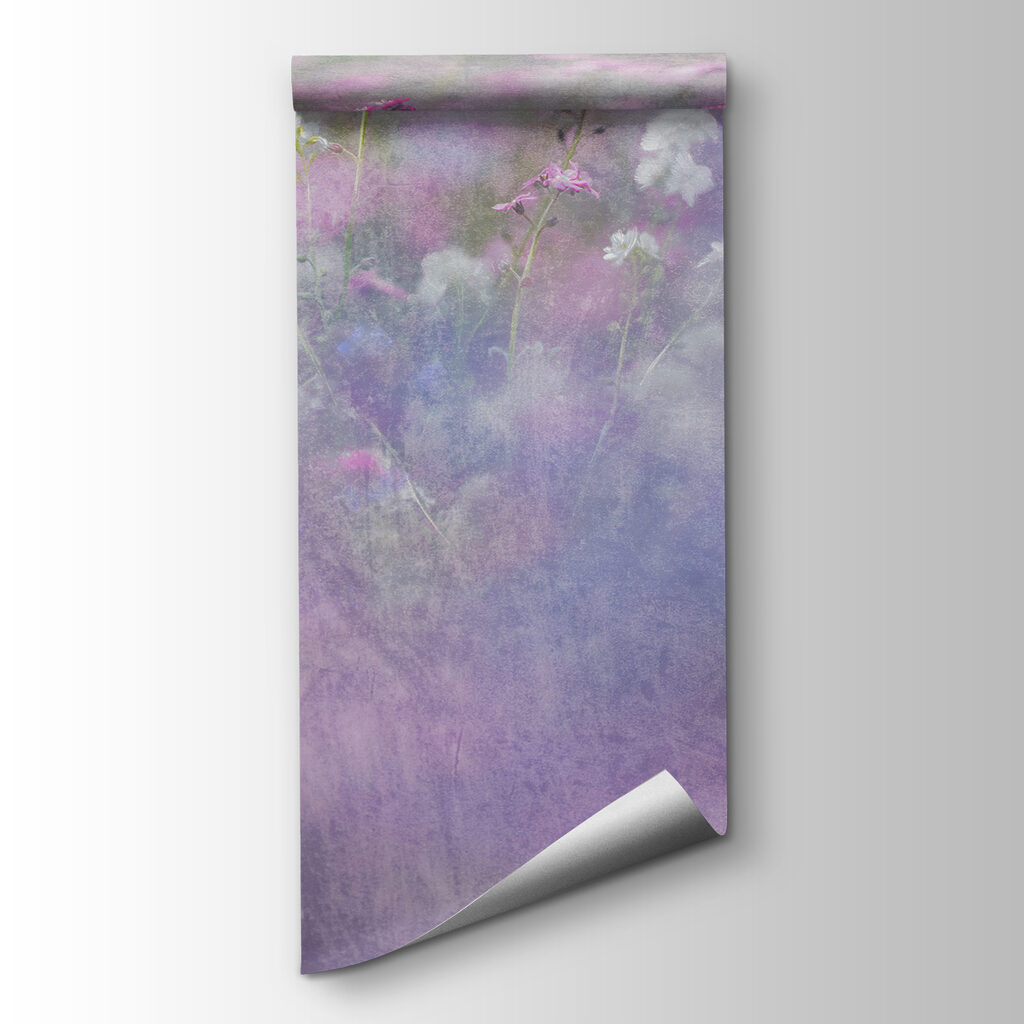 A field of flowers with purple and white flowers