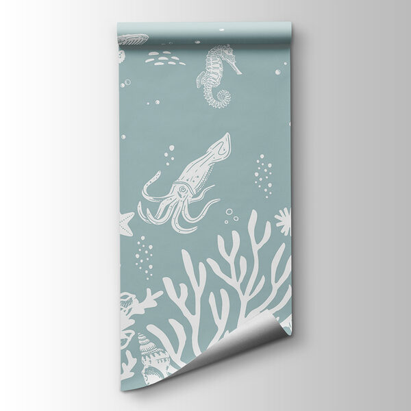 A white outline of sea animals A white outline of sea animals