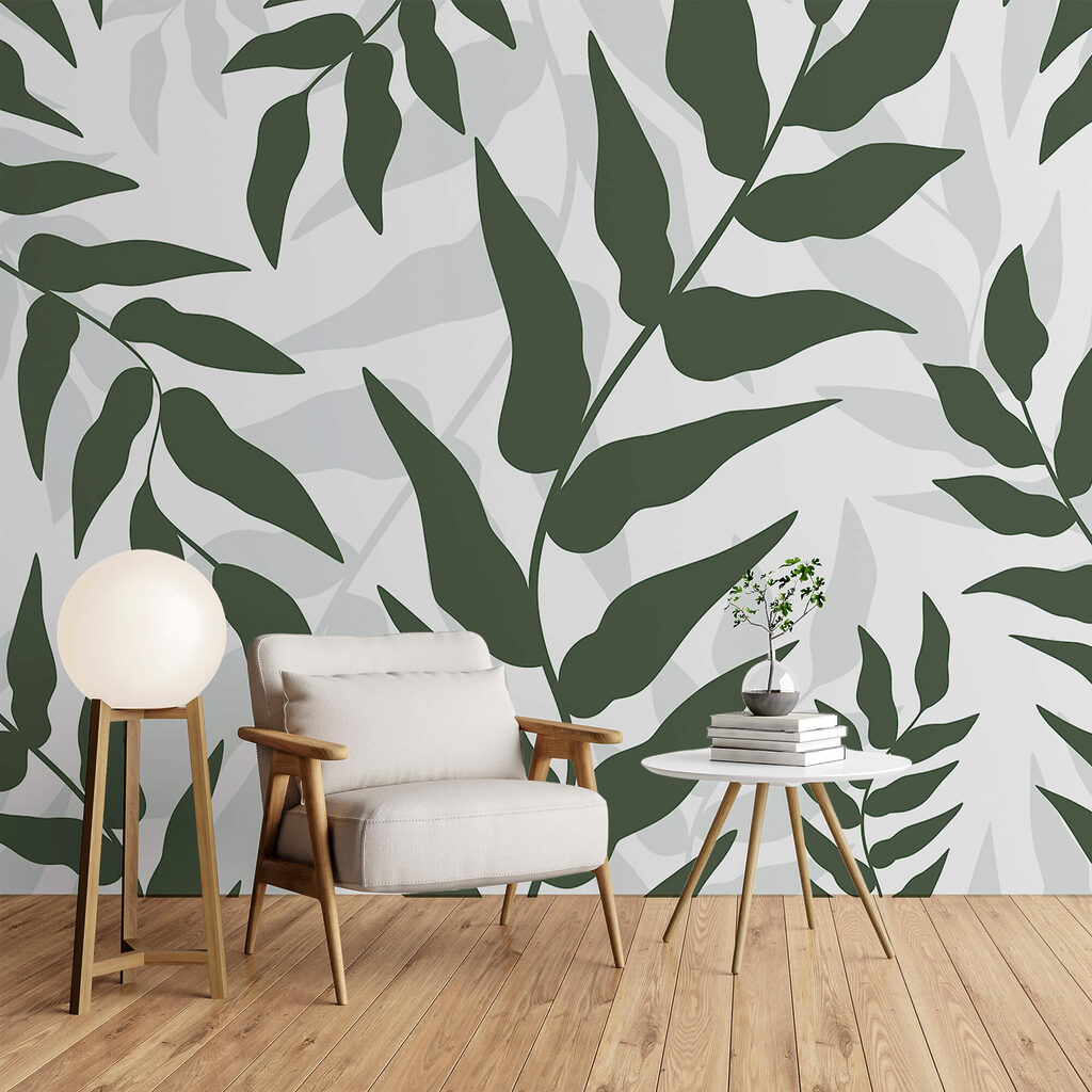 Motif de feuilles sur fond blanc