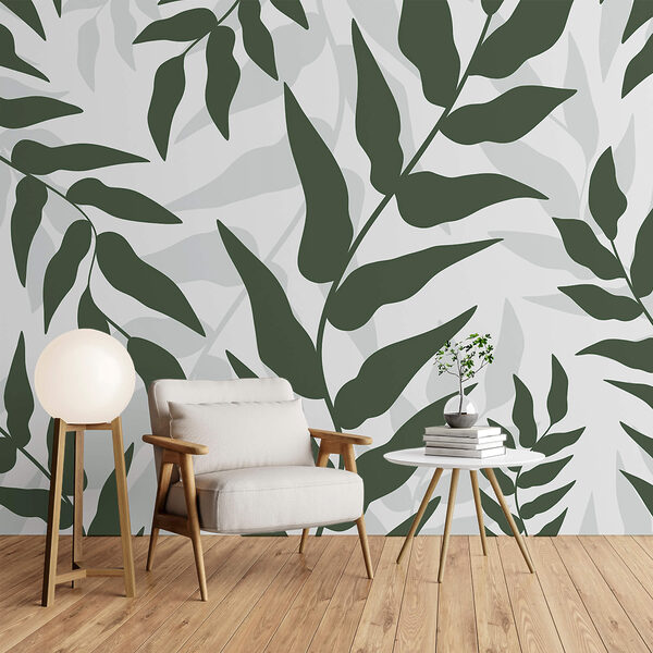 Motif de feuilles sur fond blanc