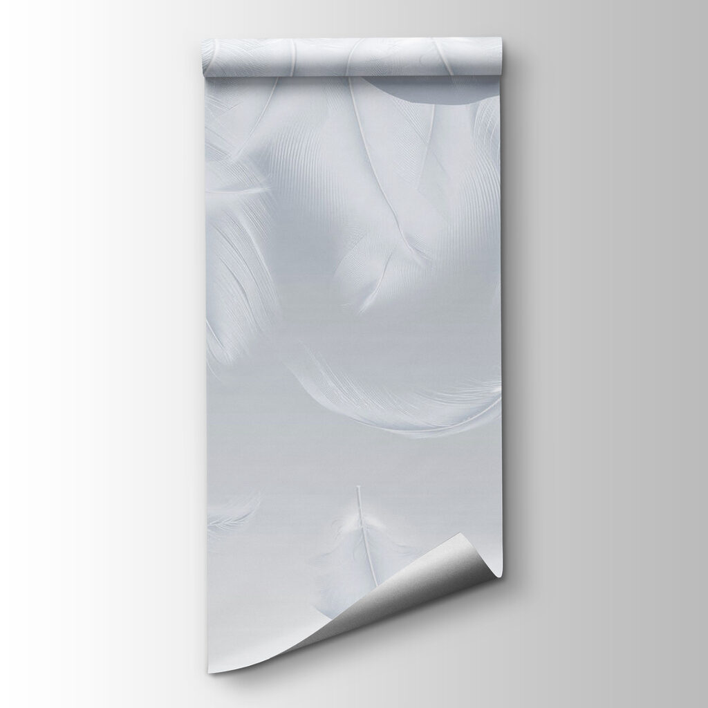 White feathers falling down