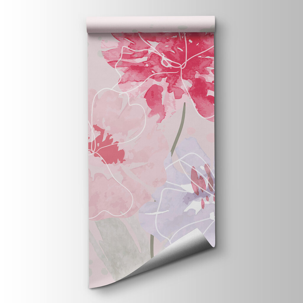 Group of flowers on a pink background