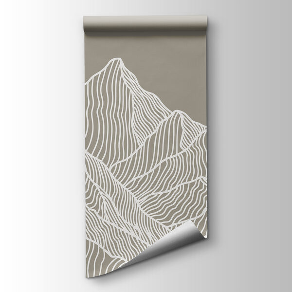 A white line art of mountains