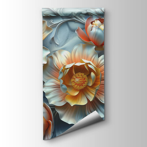 Wallpaper with flowers and leaves