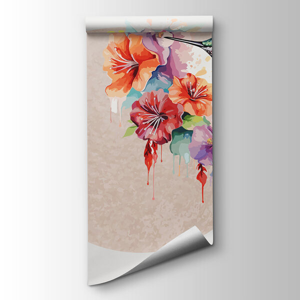 Hummingbird flying over flowers Hummingbird flying over flowers