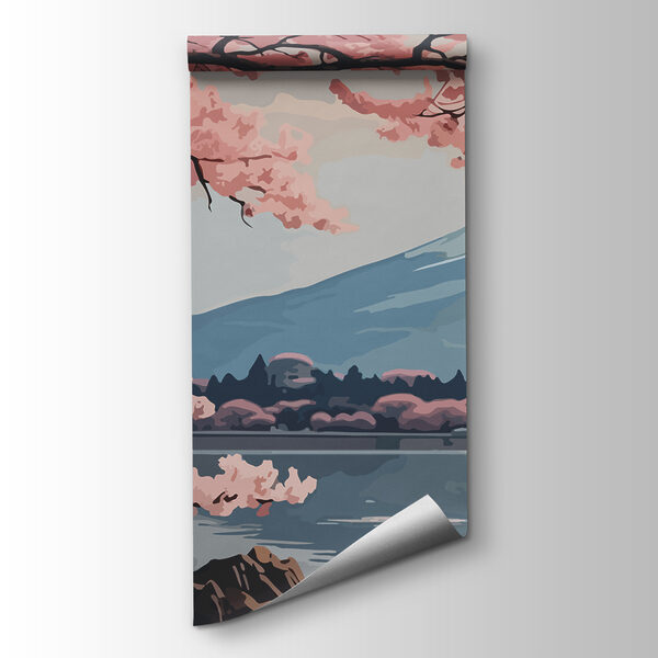 Mountain with pink flowers Mountain with pink flowers