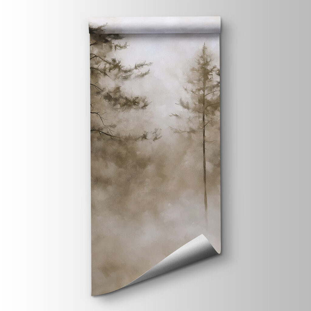 Foggy forest with trees Foggy forest with trees