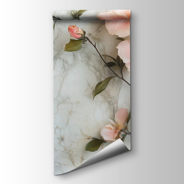 Group of pink flowers on a marble surface Group of pink flowers on a marble surface
