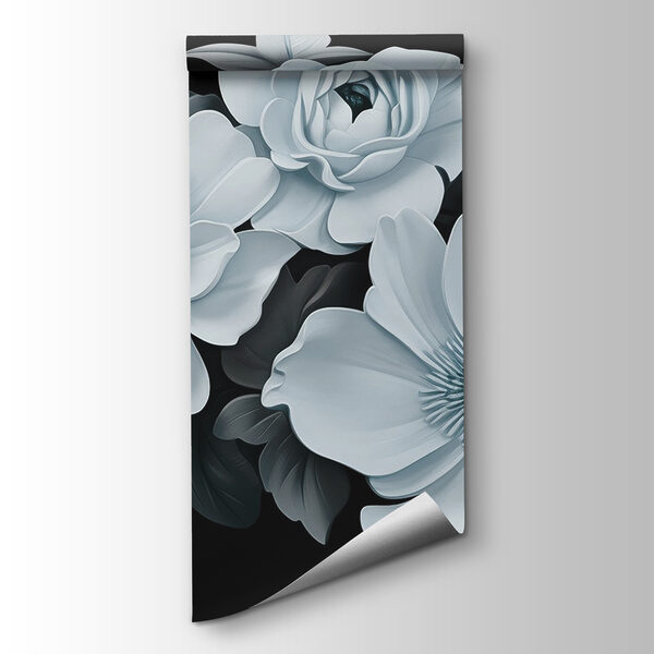 Group of white flowers with black leaves Group of white flowers with black leaves