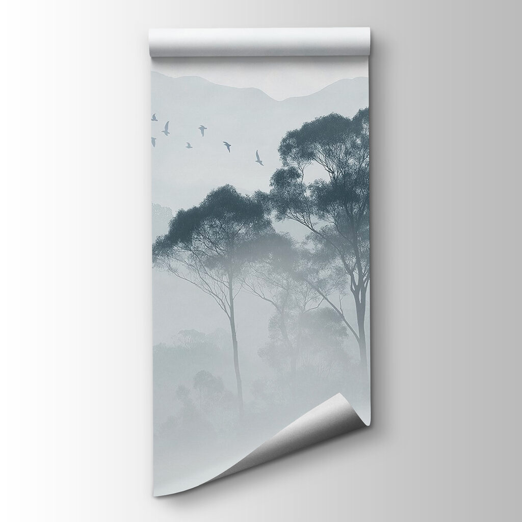 Group of trees in fog Group of trees in fog