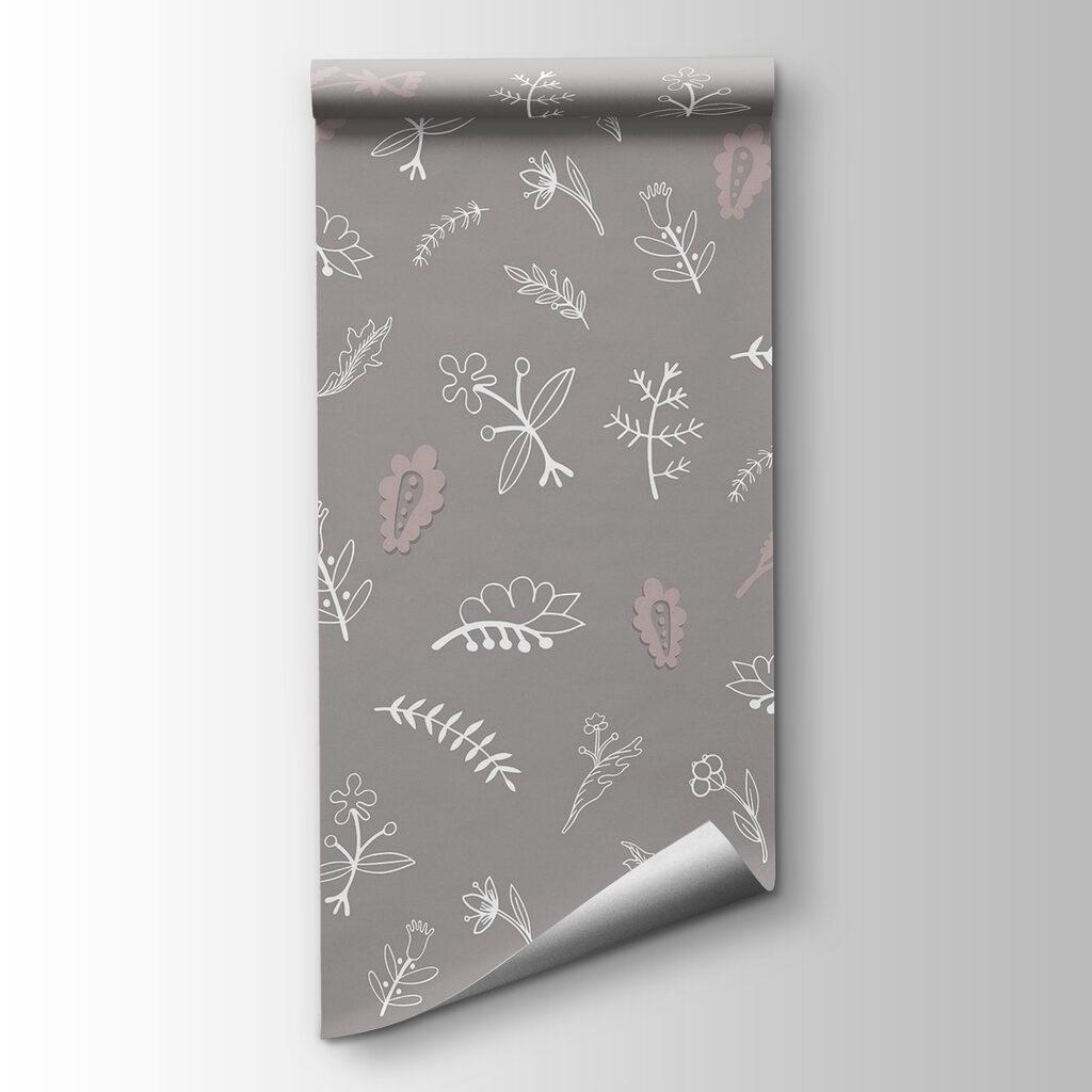 Grey background with white flowers Grey background with white flowers