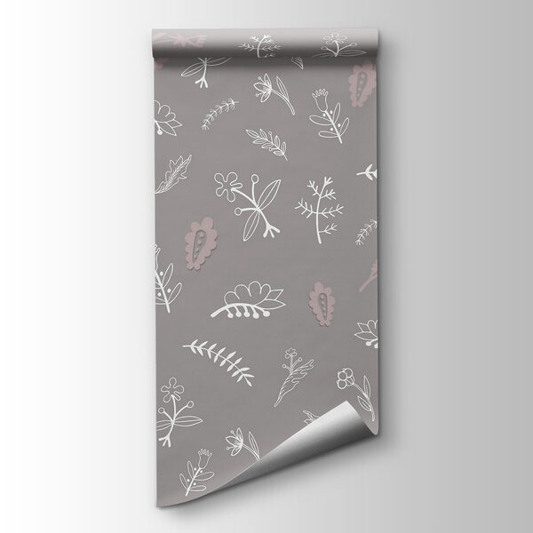 Grey background with white flowers Grey background with white flowers