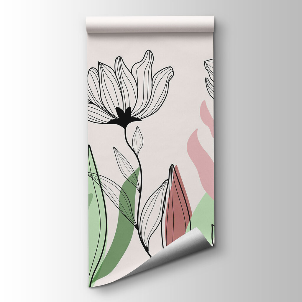 Line of flowers and leaves