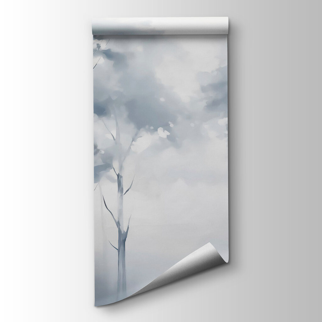 Group of trees in a foggy forest Group of trees in a foggy forest