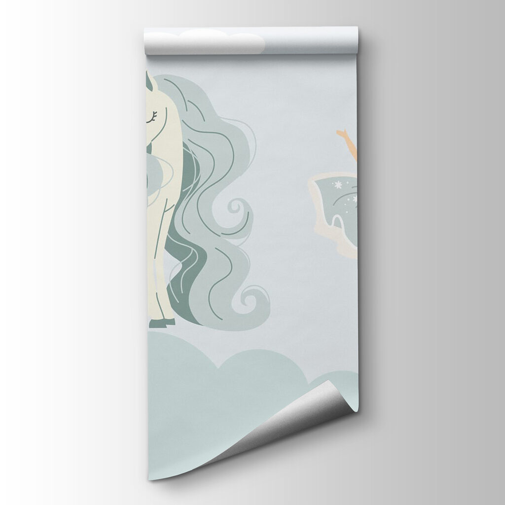 Cartoon of a girl and a unicorn Cartoon of a girl and a unicorn