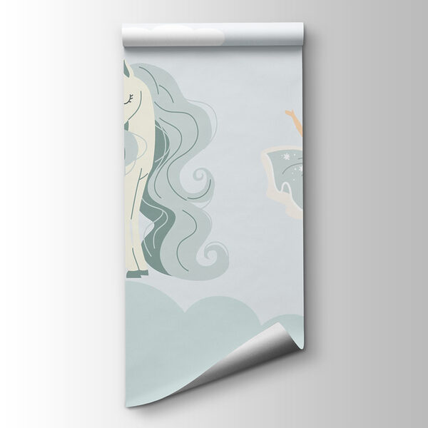 Cartoon of a girl and a unicorn Cartoon of a girl and a unicorn