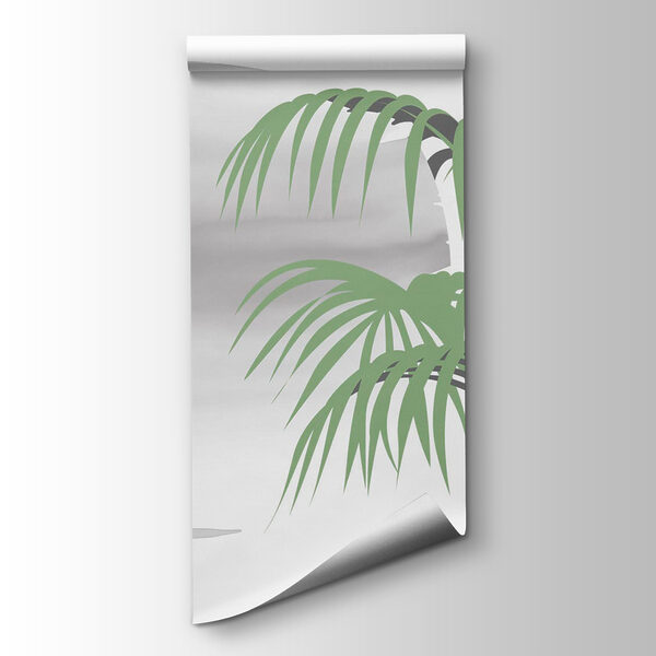 Palm tree and a round white sphere