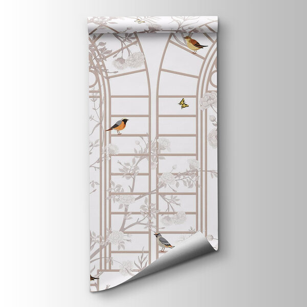 Wallpaper with a ladder and birds