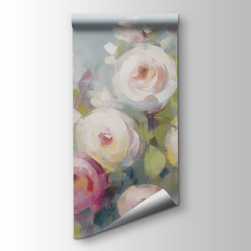 Painting of flowers on a blue background