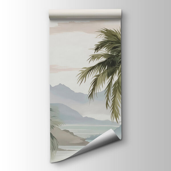 Palm trees and mountains in the background Palm trees and mountains in the background